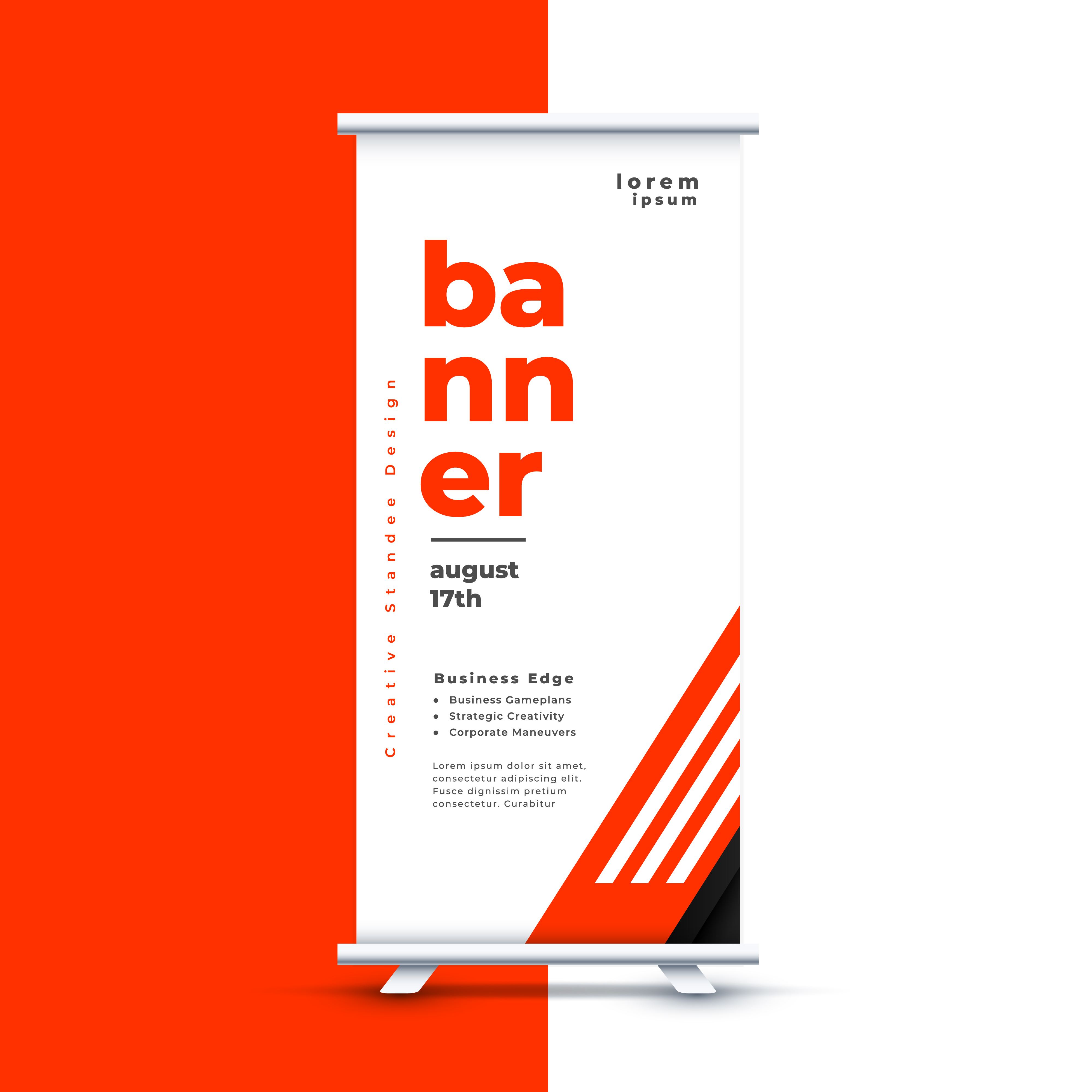 Contoh roll-up banner aluminium body untuk promosi event dan corporate branding